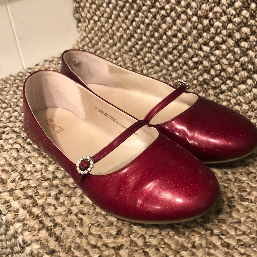 The Children’s Place Red Glitter Slip on Size 6 Girls Shoes
